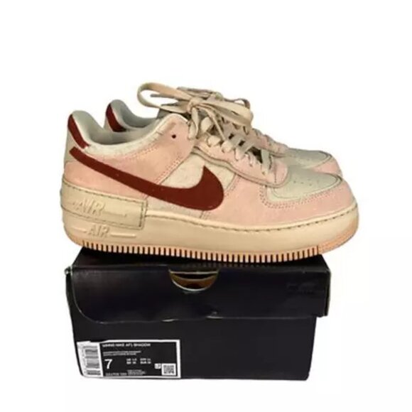 Nike Womens Air Force 1 Shadow Running Shoes Multicolor DZ4705-200 Leather 7M - Picture 2 of 12